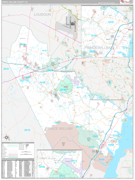 Prince William County, VA Carrier Route Wall Map